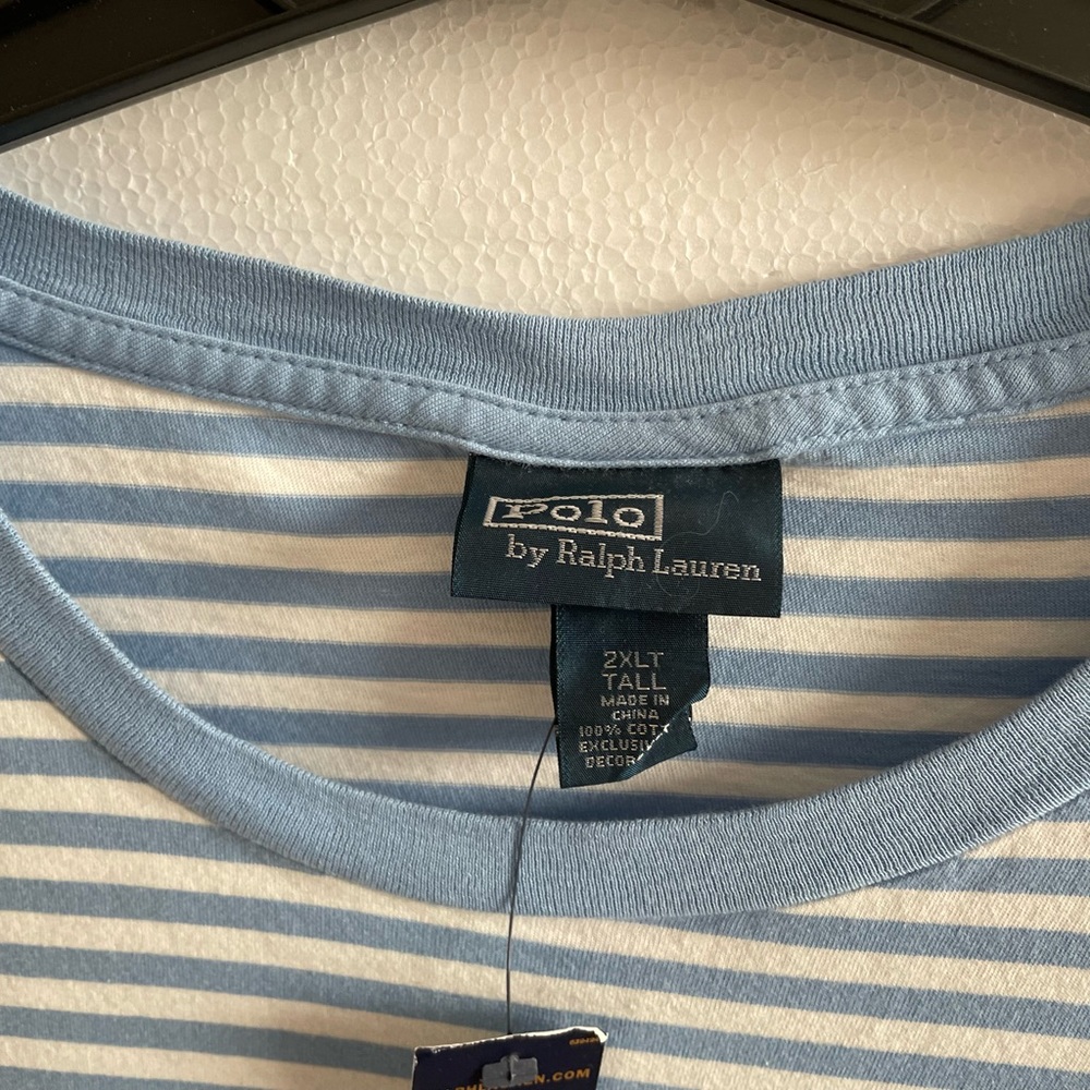 NWT, Polo by Ralph Lauren, Light Blue/White Stripes, Short Sleeve, Size 2XLT - Picture 5 of 9
